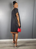 Black Dashiki Linen Dress